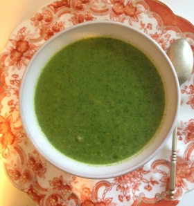 Indian spiced spinach soup with tahini